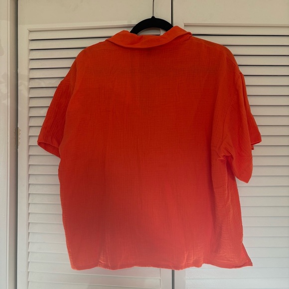 Bright Orange Button-Up Shirt and Shorts Set - Picture 5 of 6